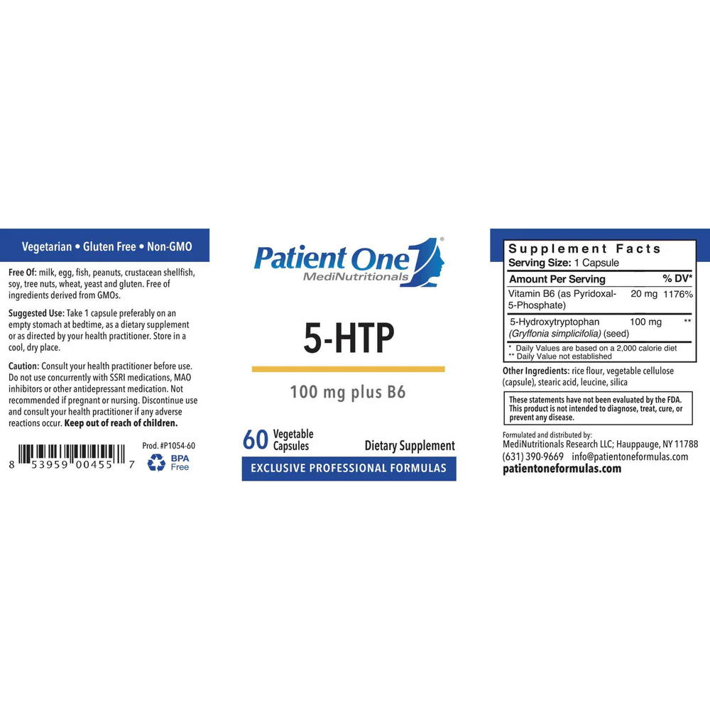 5 HTP 100mg w/Vitamin B6 60 caps - Image 2
