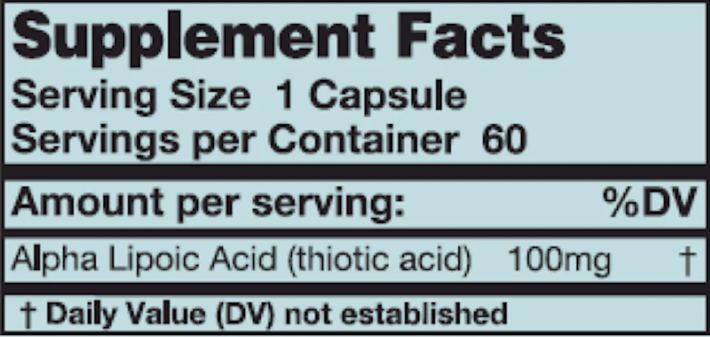 Alpha Lipoic Acid 100 mg 60 caps - Image 2