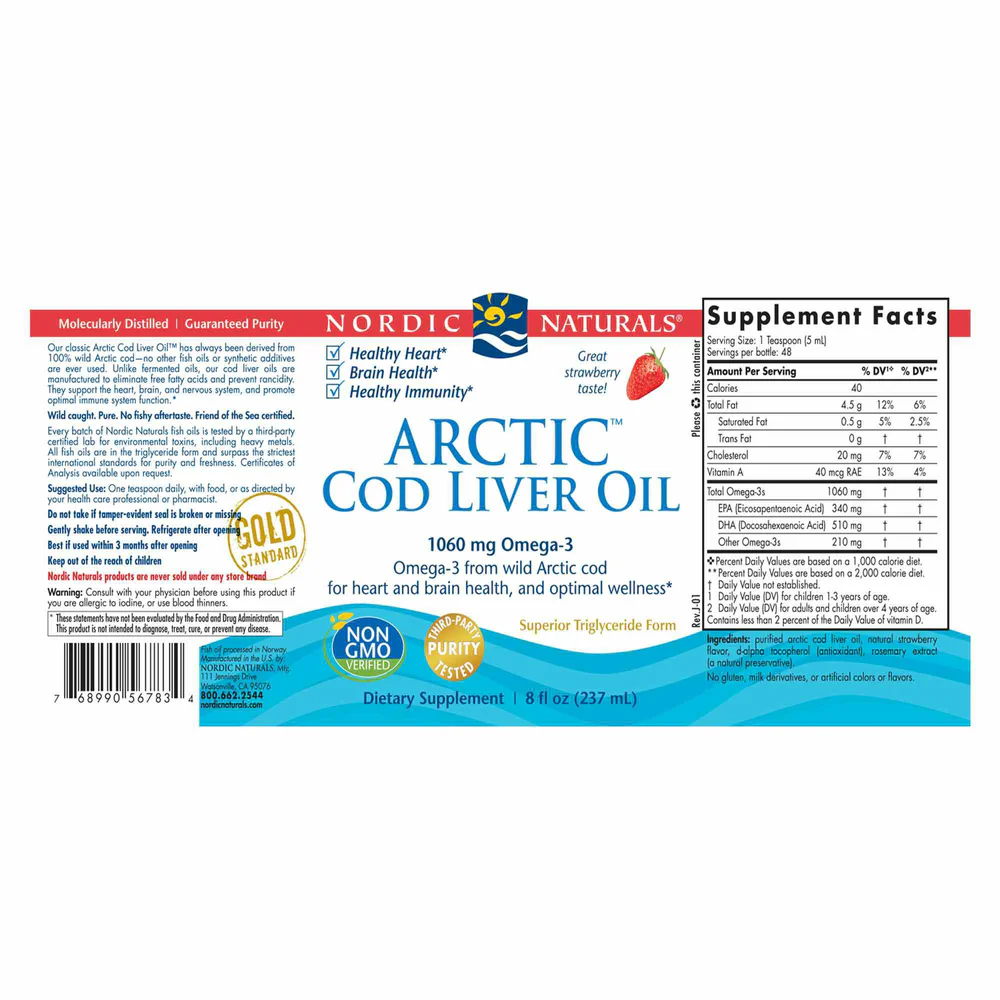 Arctic Cod Liver Oil Strawberry 8 fl oz - Image 2