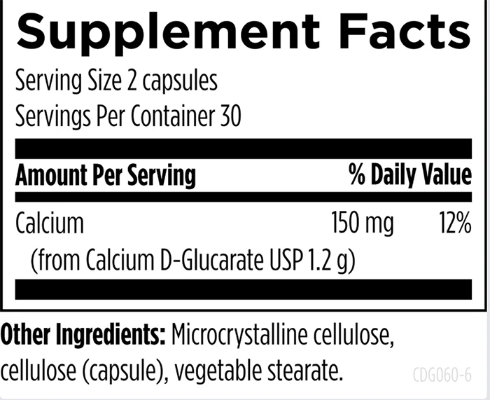 Calcium D-Glucarate 60 caps - Image 3