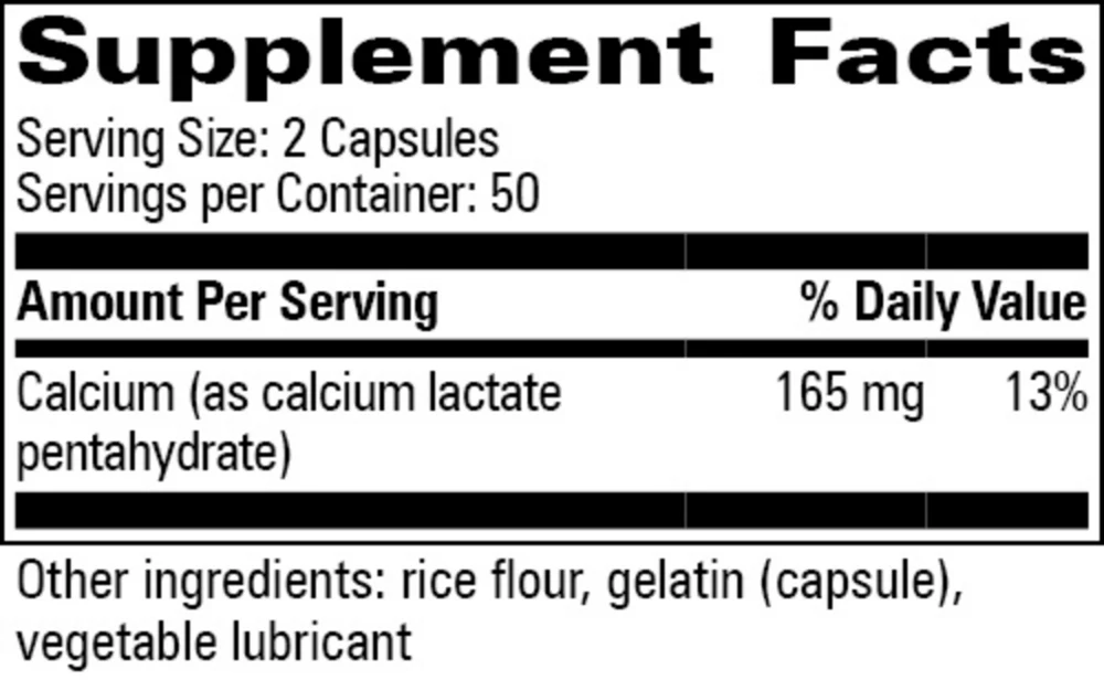 Calcium Lactate 115 mg 100 caps - Image 2