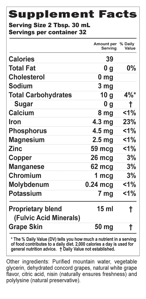 Fulvic Minerals Grape 33 fl oz - Image 2