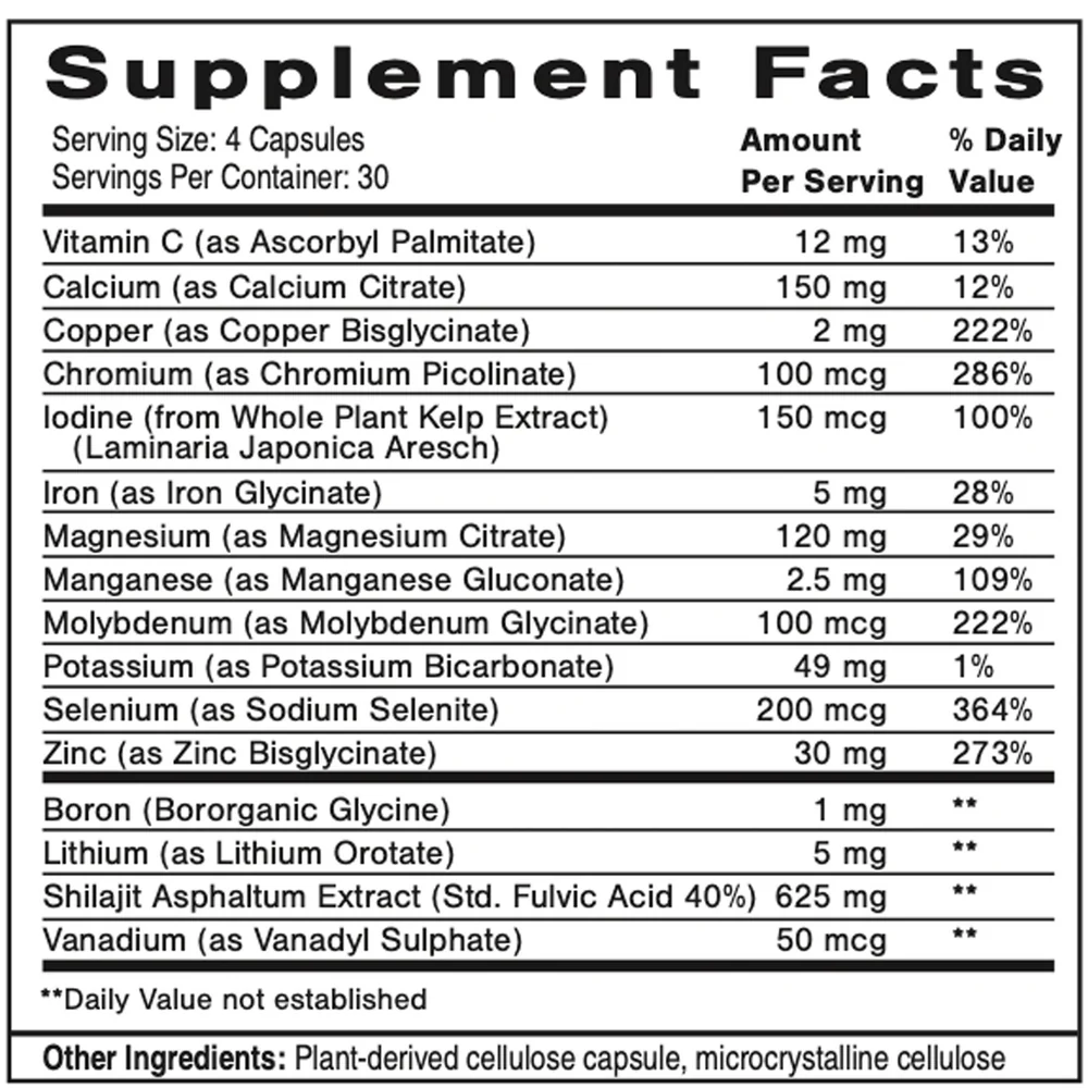 Dr. Shade's Catalyzed Mineral Complex with Shilajit and Laminaria 120 caps - Image 2