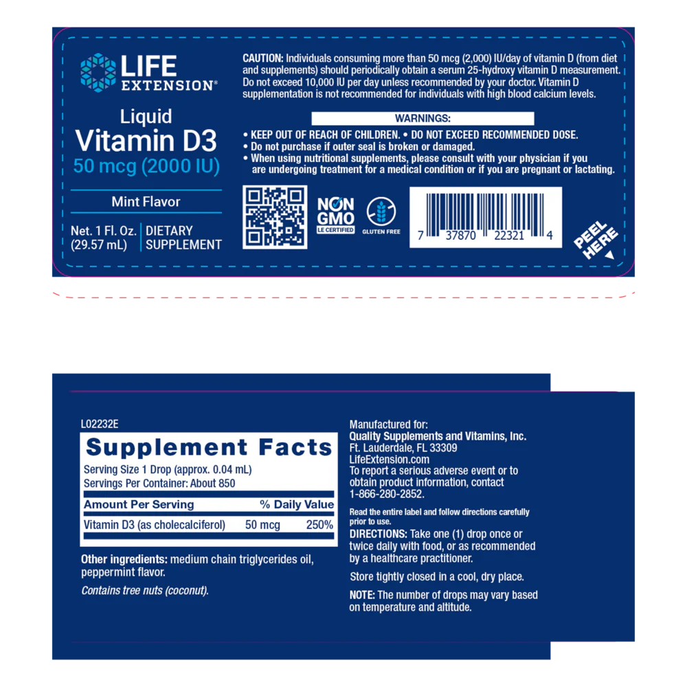Liquid Vitamin D3 50 mcg Mint 1 Fl. Oz. - Image 2