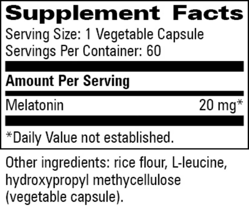Melatonin 20 mg 60 vegcaps - Image 2