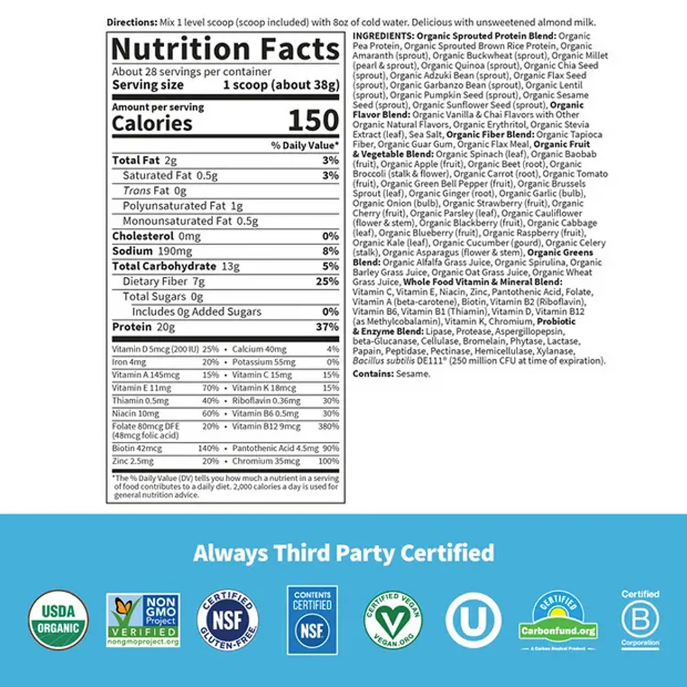 RAW Organic Meal Van Spiced Chai 32.1 oz - Image 2