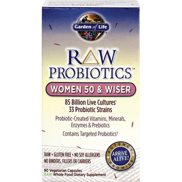 RAW Probiotics Wom 50 and Wiser 90 vcaps