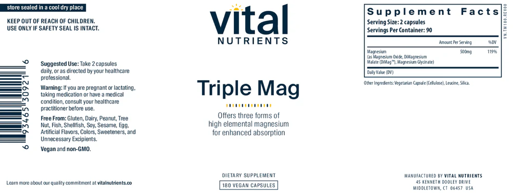Triple Magnesium Complex 180 vcaps - Image 2